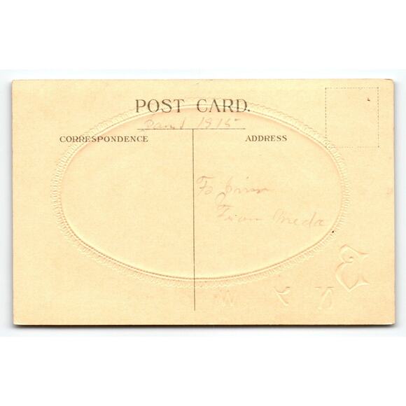 Best New Year Wishes Postcard Nash Series NY 72 Antique Oval Rustic Winter Scene - Picture 2 of 2